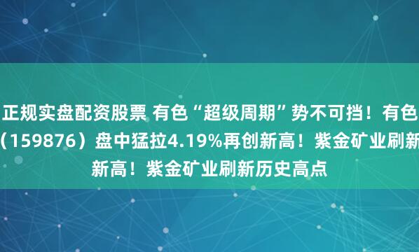 正规实盘配资股票 有色“超级周期”势不可挡！有色ETF华宝（159876）盘中猛拉4.19%再创新高！紫金矿业刷新历史高点